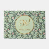 Paillasson Monogramme doré Feuille vert Mint Morris Motif (Devant)
