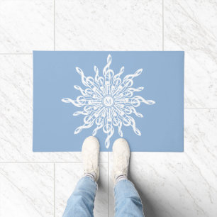 Paillasson Monogramme d'ornement bleu d'hiver G-Clef Snowflak