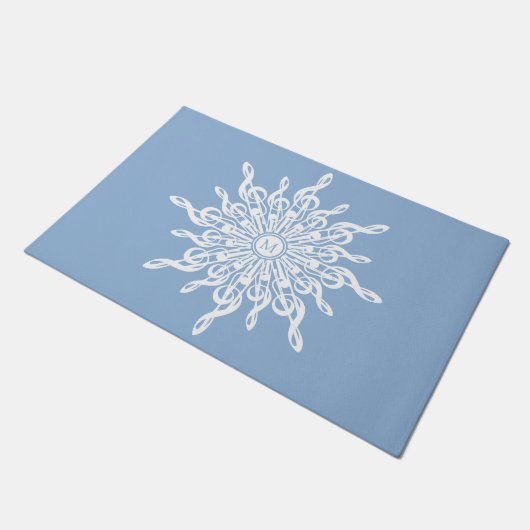 Paillasson Monogramme d'ornement bleu d'hiver G-Clef Snowflak (Incliné)