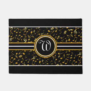 Paillasson Monogramme élégant avec notes de musique dorées su