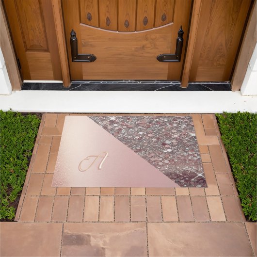 Paillasson Monogramme élégant or rose (De plein air)