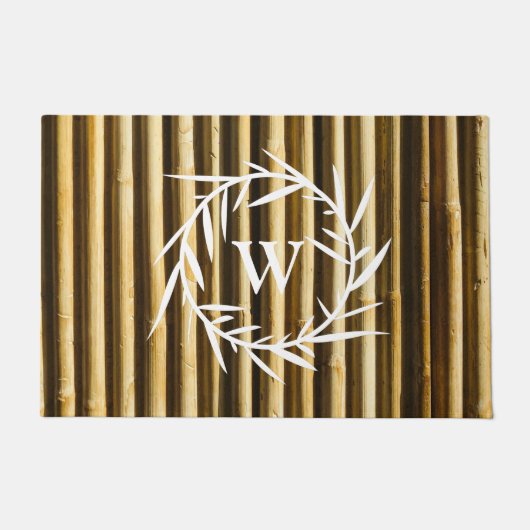 Paillasson Monogramme en bambou rustique Lignes verticales Mo (Devant)