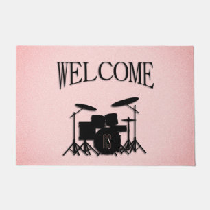 Paillasson Monogramme Ensemble de musique Design rose