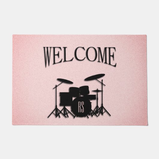 Paillasson Monogramme Ensemble de musique Design rose (Devant)