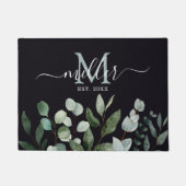 Paillasson Monogramme feuilles de verdure d'eucalyptus vert s (Devant)