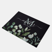 Paillasson Monogramme feuilles de verdure d'eucalyptus vert s (Incliné)