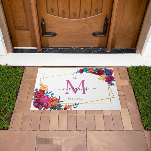 Paillasson Monogramme floral moderne (De plein air)