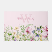 Paillasson Monogramme floral rose blanc (Devant)