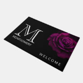 Paillasson Monogramme gothique violet-rouge rose bienvenue (Incliné)