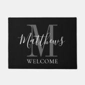 Paillasson Monogramme gris-noir moderne Nom Nouveau mariés Ma (Devant)