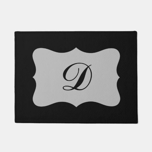 Paillasson Monogramme gris noir sur mesure initiale (Devant)