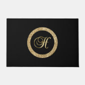 Paillasson Monogramme H, élégant script doré (Devant)