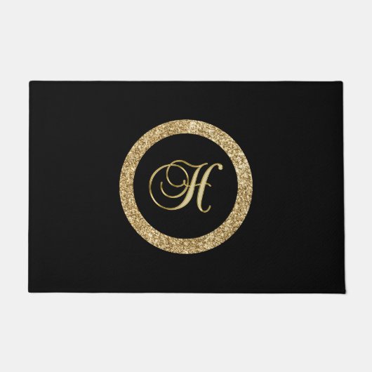 Paillasson Monogramme H, élégant script doré (Devant)