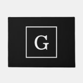 Paillasson Monogramme Initial Cadre Noir et Blanc (Devant)