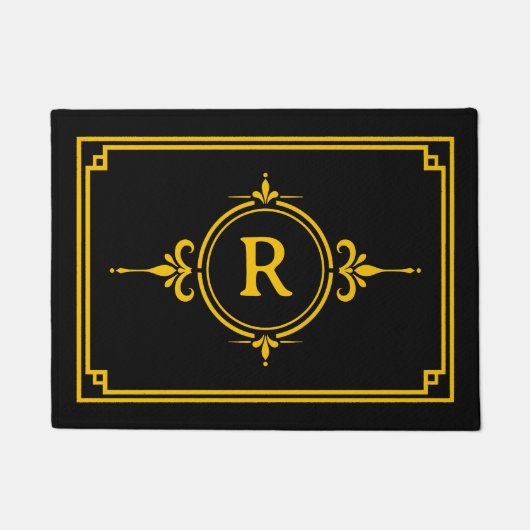 Paillasson Monogramme Initial Or Noir (Devant)
