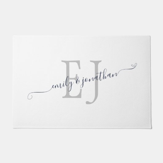 Paillasson Monogramme Initiales Couples Noms blancs (Devant)