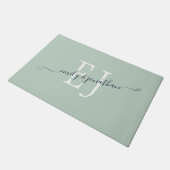 Paillasson Monogramme Initiales Couples Noms Sage Vert (Incliné)