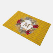 Paillasson MONOGRAMME Jaune couronne décorative de Noël (Incliné)