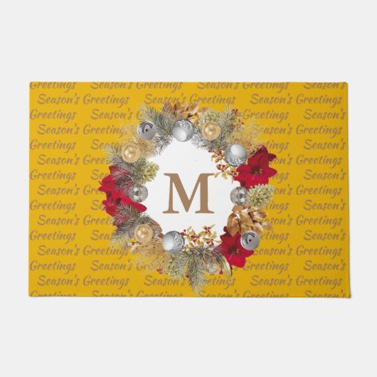 Paillasson MONOGRAMME Jaune couronne décorative de Noël (Devant)