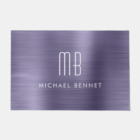 Paillasson Monogramme Métal Brossé Violet  (Devant)