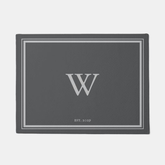 Paillasson Monogramme minimal Accueil Fer gris | Argent (Devant)
