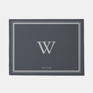 Paillasson Monogramme minimal Ancre de bienvenue Gris Argen