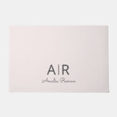 Paillasson Monogramme minimal initial et nom Pastel rose (Devant)