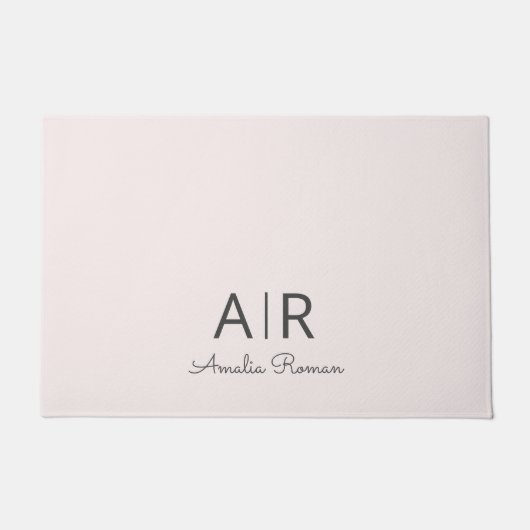 Paillasson Monogramme minimal initial et nom Pastel rose (Devant)