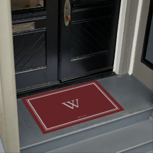 Paillasson Monogramme minimal Maroon de bienvenue  Largeur gr