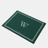Paillasson Monogramme minimal Vert pin de bienvenue | Gris (Incliné)