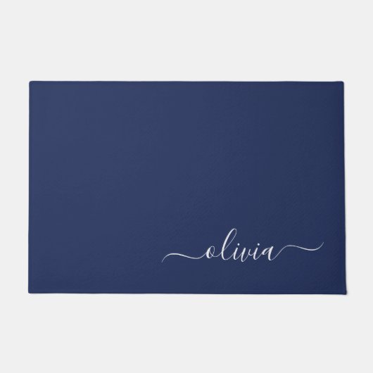 Paillasson Monogramme moderne bleu marine et blanc (Devant)