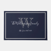 Paillasson Monogramme moderne chic Nom du script Mariage Bien (Devant)