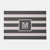 Paillasson Monogramme moderne Élégant initial gris chic rayé (Devant)