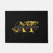 Paillasson Monogramme moderne en noir et or (Devant)