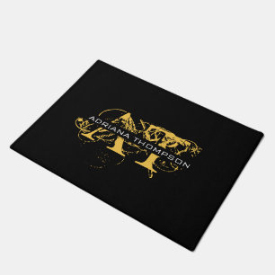 Paillasson Monogramme moderne en noir et or