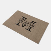 Paillasson Monogramme moderne et effet de Burlap rustique (Incliné)