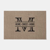 Paillasson Monogramme moderne et effet de Burlap rustique (Devant)