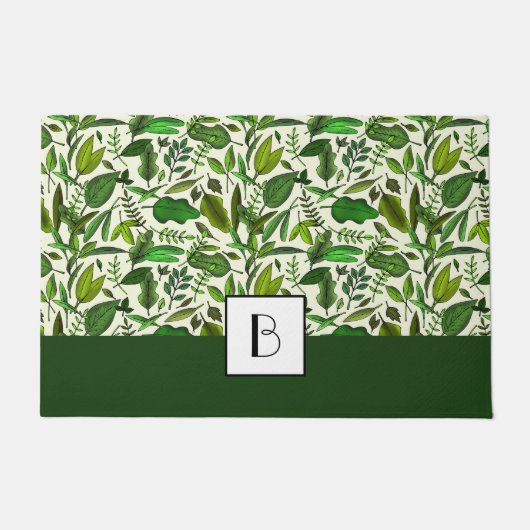 Paillasson Monogramme moderne Feuille Motif botanique (Devant)