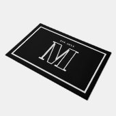 Paillasson Monogramme Moderne Initiale Année Noir et Blanc (Incliné)