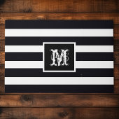 Paillasson Monogramme moderne Initiale Elégante Noir Blanc