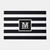 Paillasson Monogramme moderne Initiale Elégante Noir Blanc (Devant)