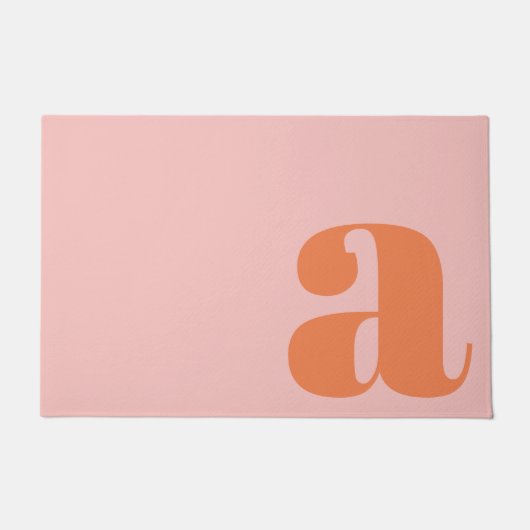 Paillasson Monogramme Moderne Lettre Initiale Rose Orange Pas (Devant)