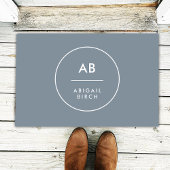 Paillasson Monogramme Moderne Minimale Gris Bleu Dusky