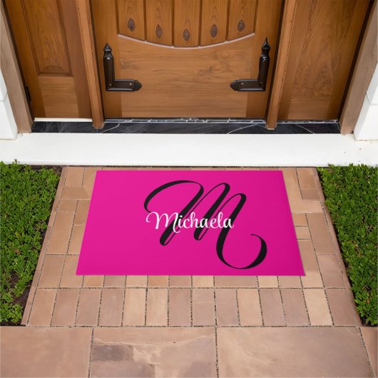 Paillasson Monogramme moderne minimaliste nom initial rose ch (De plein air)