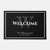 Paillasson Monogramme moderne Nom du script Mariage chic Bien (Devant)