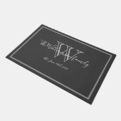 Paillasson Monogramme moderne Nom Script Mariage mignon Bienv (Incliné)