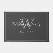 Paillasson Monogramme moderne Nom Script Mariage mignon Bienv (Devant)