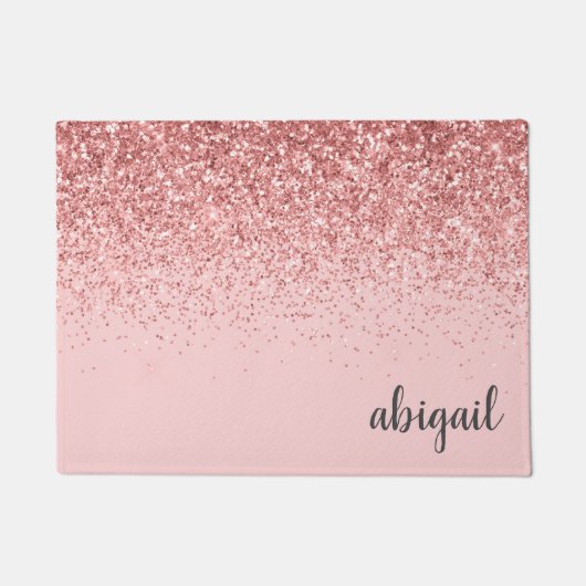 Paillasson Monogramme moderne stylé rose rose Parties scintil (Devant)