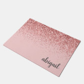 Paillasson Monogramme moderne stylé rose rose Parties scintil (Incliné)