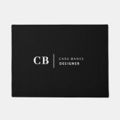 Paillasson Monogramme moderne tendance noir et blanc (Devant)